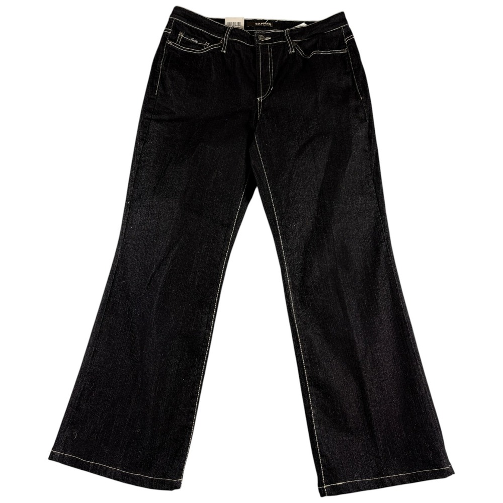 Cambio Jade Flare Jeans Womens 14 Black Denim Dark Wash Premium Cotton Stretch